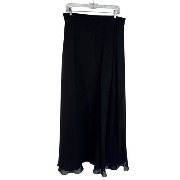CACHE Women's Vintage 14 Waist 32.5" Lined Maxi Skirt Chiffon Black EUC - Picture 1 of 10